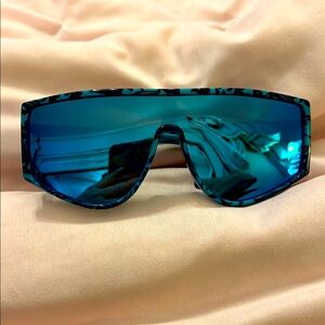 Blue Mirrored Shield Sunglasses